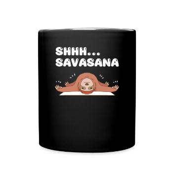 Shhh... Savasana Sloth Yoga - Tasse einfarbig - Schwarz - Vorne