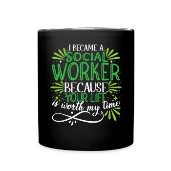 Ich wurde Sozialarbeiter - Tasse einfarbig - Schwarz - Vorne