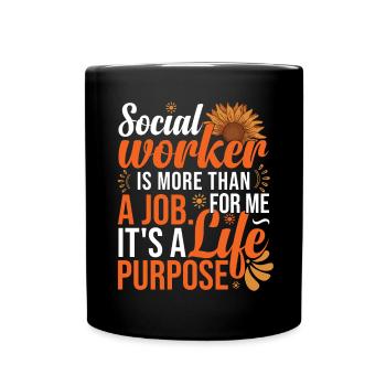 Social Worker Sunflower - Full Colour Mug - black - Front