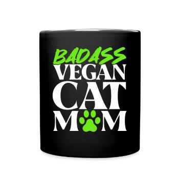 Maman chat végétalien - Mug uni - noir - Devant