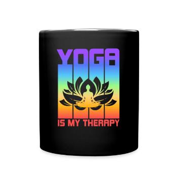 Yoga Is My Therapy Yoga - Tasse einfarbig - Schwarz - Vorne
