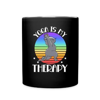 Yoga Is My Therapy Cat Yoga - Tasse einfarbig - Schwarz - Vorne