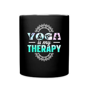 Yoga Is My Therapy Yoga - Tasse einfarbig - Schwarz - Vorne
