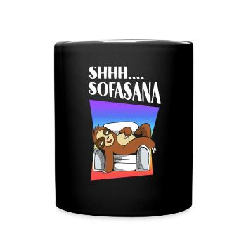 Shhh... Savasana Sloth Yoga - Tasse einfarbig - Schwarz - Vorne