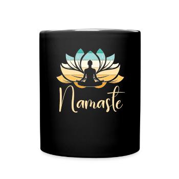 Namaste Lotus Flower Meditation Yoga - Tasse einfarbig - Schwarz - Vorne