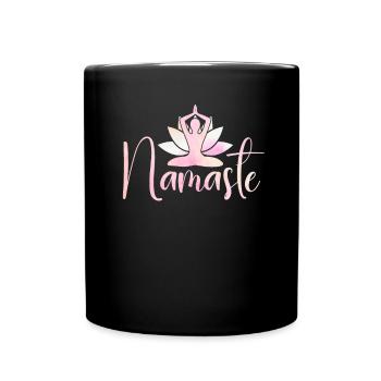 Namaste Lotus Flower Meditation Yoga - Tasse einfarbig - Schwarz - Vorne