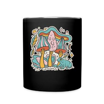 Bunte Pilze Cottage Core Aesthetic Goblincore - Tasse einfarbig - Schwarz - Vorne