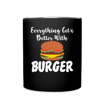 Burger Lover Gift - Full Colour Mug - black - Front