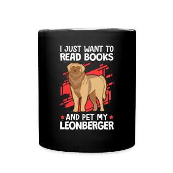 Read books and stroke Leonberger - Full Colour Mug - black - Front