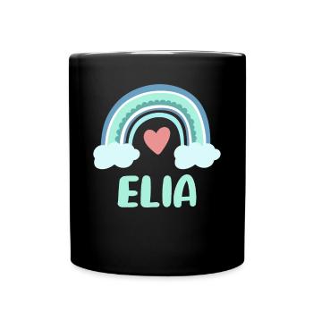 Elijah Name Rainbow Baby - Full Colour Mug - black - Front