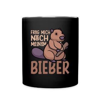 Waldtier Wassertier Frag Mich Nach Meinem Bieber - Tasse einfarbig - Schwarz - Vorne