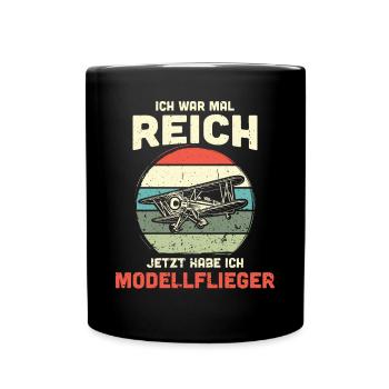 Modellflugzeug Modellflieger Modellbau Flugzeug - Tasse einfarbig - Schwarz - Vorne
