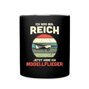 Modellflugzeug Modellflieger Modellbau Flugzeug - Tasse einfarbig - Schwarz - Vorne