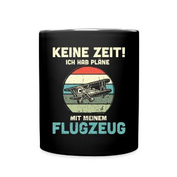 Modellflugzeug Modellflieger Modellbau Flugzeug - Tasse einfarbig - Schwarz - Vorne