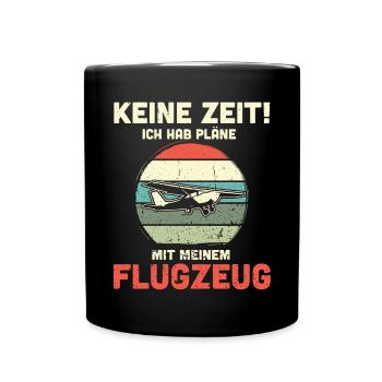 Modellflugzeug Modellflieger Modellbau Flugzeug - Tasse einfarbig - Schwarz - Vorne