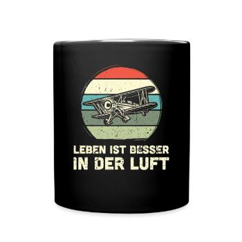 Modellflugzeug Modellflieger Modellbau Flugzeug - Tasse einfarbig - Schwarz - Vorne