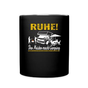 Camper Geschenkidee Camping - Tasse einfarbig - Schwarz - Vorne