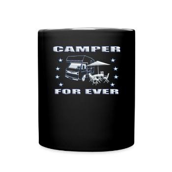 Camper Geschenkidee Camping - Tasse einfarbig - Schwarz - Vorne