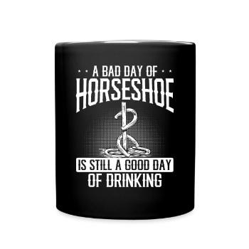 Horseshoe Pitching Beer Drinking Tosser - Tasse einfarbig - Schwarz - Vorne
