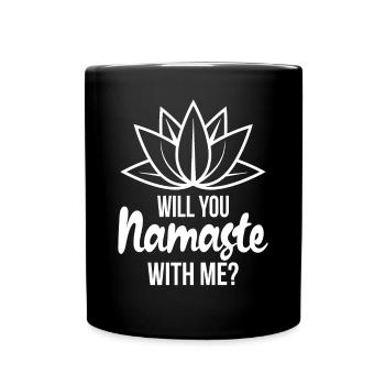 Namaste Yoga Spirituell Meditation Lotusblüte - Tasse einfarbig - Schwarz - Vorne