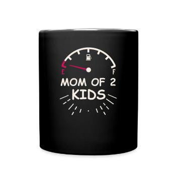 Mom Of 2 Kids Mother Mama Grandma Tank Empty Parents - Full Colour Mug - black - Front