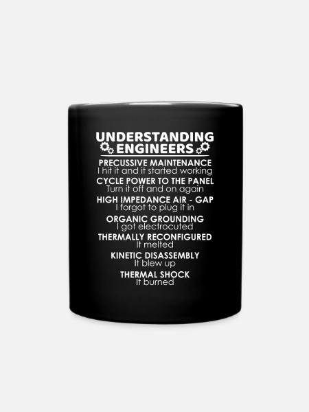 Understanding Engineers Funny Science Nerds - Full Colour Mug - black