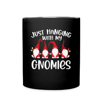 Hanging with My Gnomies Funny Christmas Gnomes - Full Colour Mug - black - Front