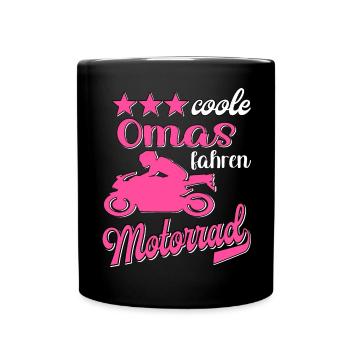Motorrad Frauen Motorradfahrerin Bikerin - Tasse einfarbig - Schwarz - Vorne