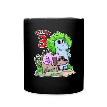 3. Geburtstag Niedliche Tiere 3 Jahre alt - Tasse einfarbig - Schwarz - Vorne