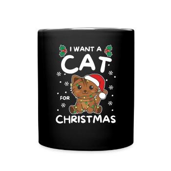 I want a cat for Christmas cute cats - Full Colour Mug - black - Front