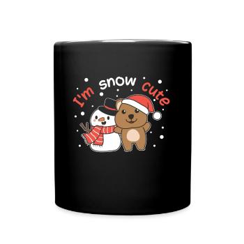 Quokka I'm snow cute snowman snow pun - Full Colour Mug - black - Front