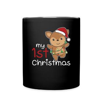 Deer Christmas Reh my 1st Christmas - Full Colour Mug - black - Front