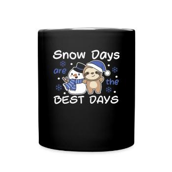 Sloth Snow Days are the best days Winter - Full Colour Mug - black - Front
