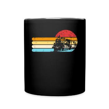 Zug -Motor Retro -Zugleiter Vintage -Zug - Tasse einfarbig - Schwarz - Vorne