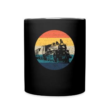 Zug -Motor Retro -Zugleiter Vintage -Zug - Tasse einfarbig - Schwarz - Vorne