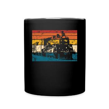 Zug -Motor Retro -Zugleiter Vintage -Zug - Tasse einfarbig - Schwarz - Vorne