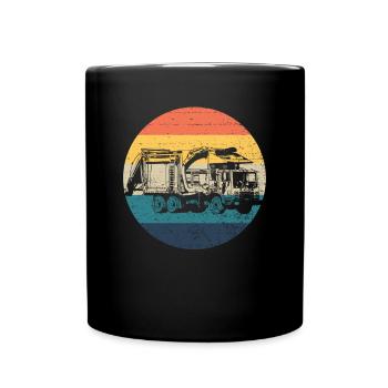 M�llwagen Retro M�llwagen Kinder M�llwagenVintage - Tasse einfarbig - Schwarz - Vorne