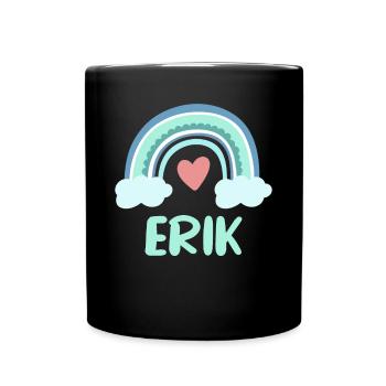 Erik Name Regenbogen Baby - Tasse einfarbig - Schwarz - Vorne