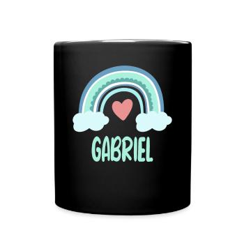 Gabriel Name Rainbow Baby - Full Colour Mug - black - Front