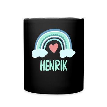 Henrik Name Regenbogen Baby - Tasse einfarbig - Schwarz - Vorne