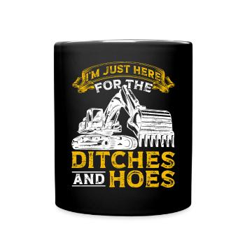 Funny construction workers & construction site excavator drivers - Full Colour Mug - black - Front