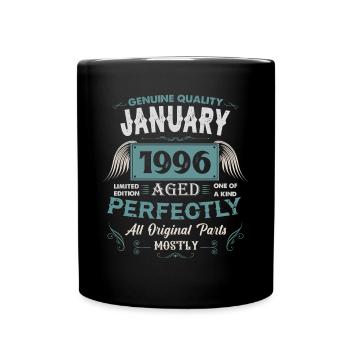 Januar 1996 Vintage Geburtstag Geschenk - Tasse einfarbig - Schwarz - Vorne