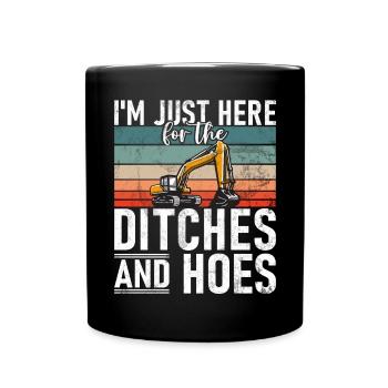 Funny construction workers & construction site excavator drivers - Full Colour Mug - black - Front