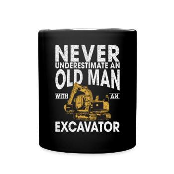 Funny construction workers & construction site excavator drivers - Full Colour Mug - black - Front