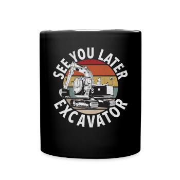 Funny construction workers & construction site excavator drivers - Full Colour Mug - black - Front