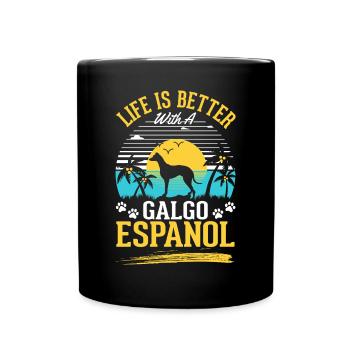 Life is better with a Galgo Espanol - Full Colour Mug - black - Front