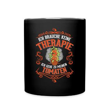 Tomaten Therapie Tomatenzüchter Paradeiser - Tasse einfarbig - Schwarz - Vorne