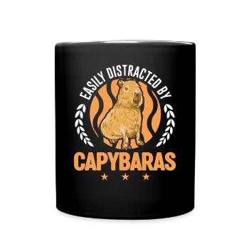 Easily distracted by Capybaras - Tasse einfarbig - Schwarz - Vorne