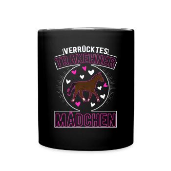 Verrücktes Trakehner Mädchen - Tasse einfarbig - Schwarz - Vorne