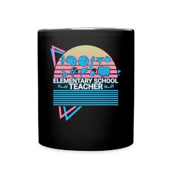 Primary School Teacher Retro - Full Colour Mug - black - Front